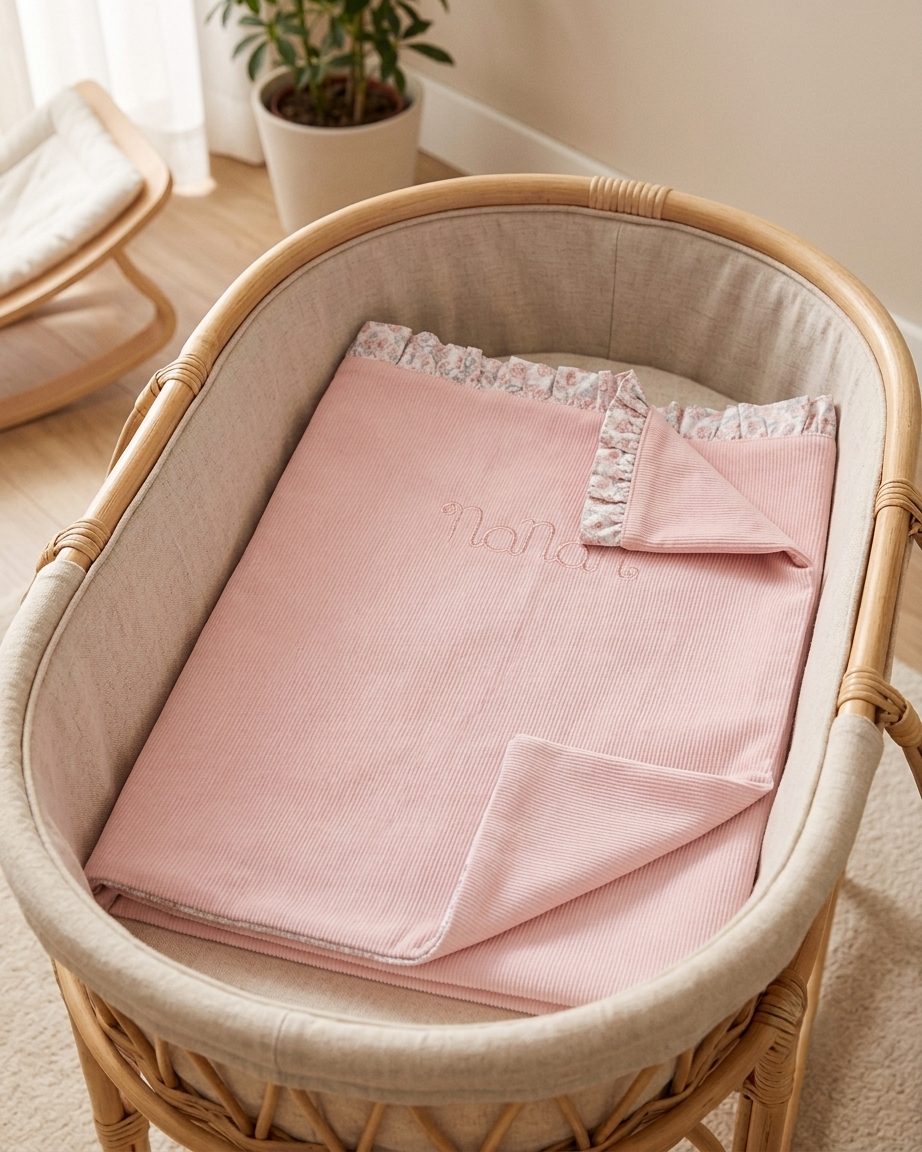 Coperta bicolore reversibile con rouches - I26425FI
