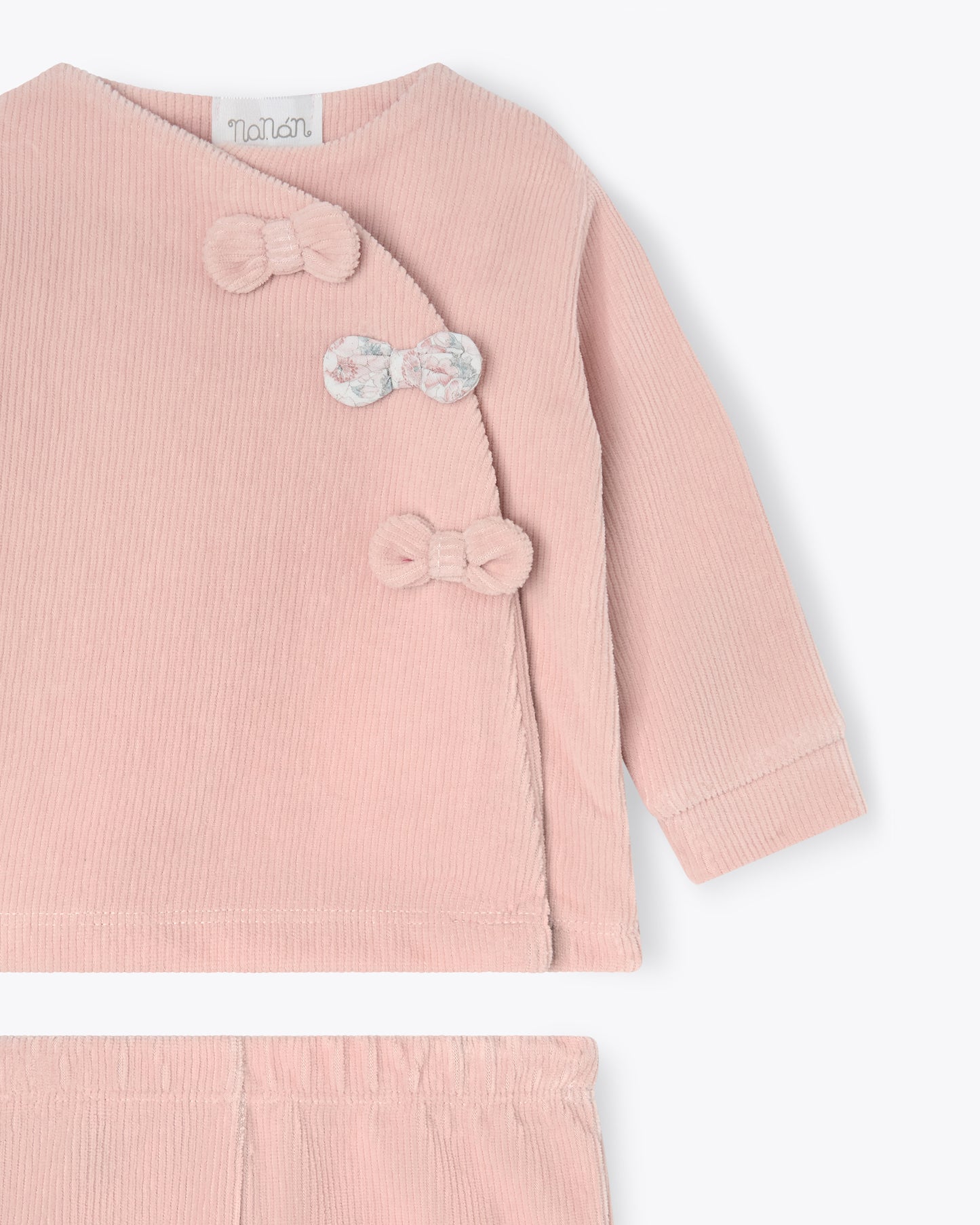 Compl. 2 pezzi rosa in ciniglia a coste - I2642R