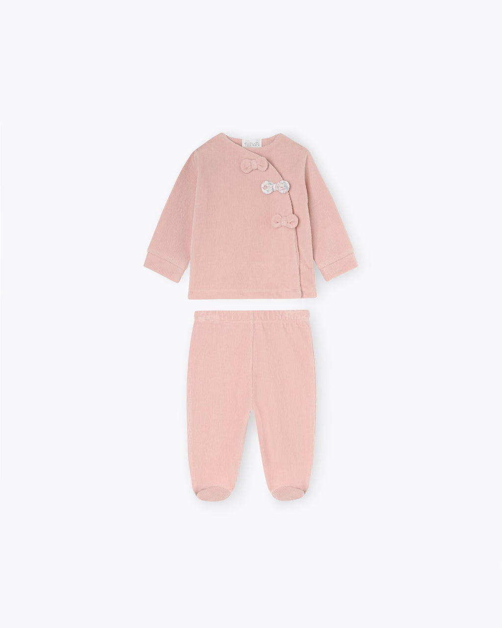 Compl. 2 pezzi rosa in ciniglia a coste - I2642R