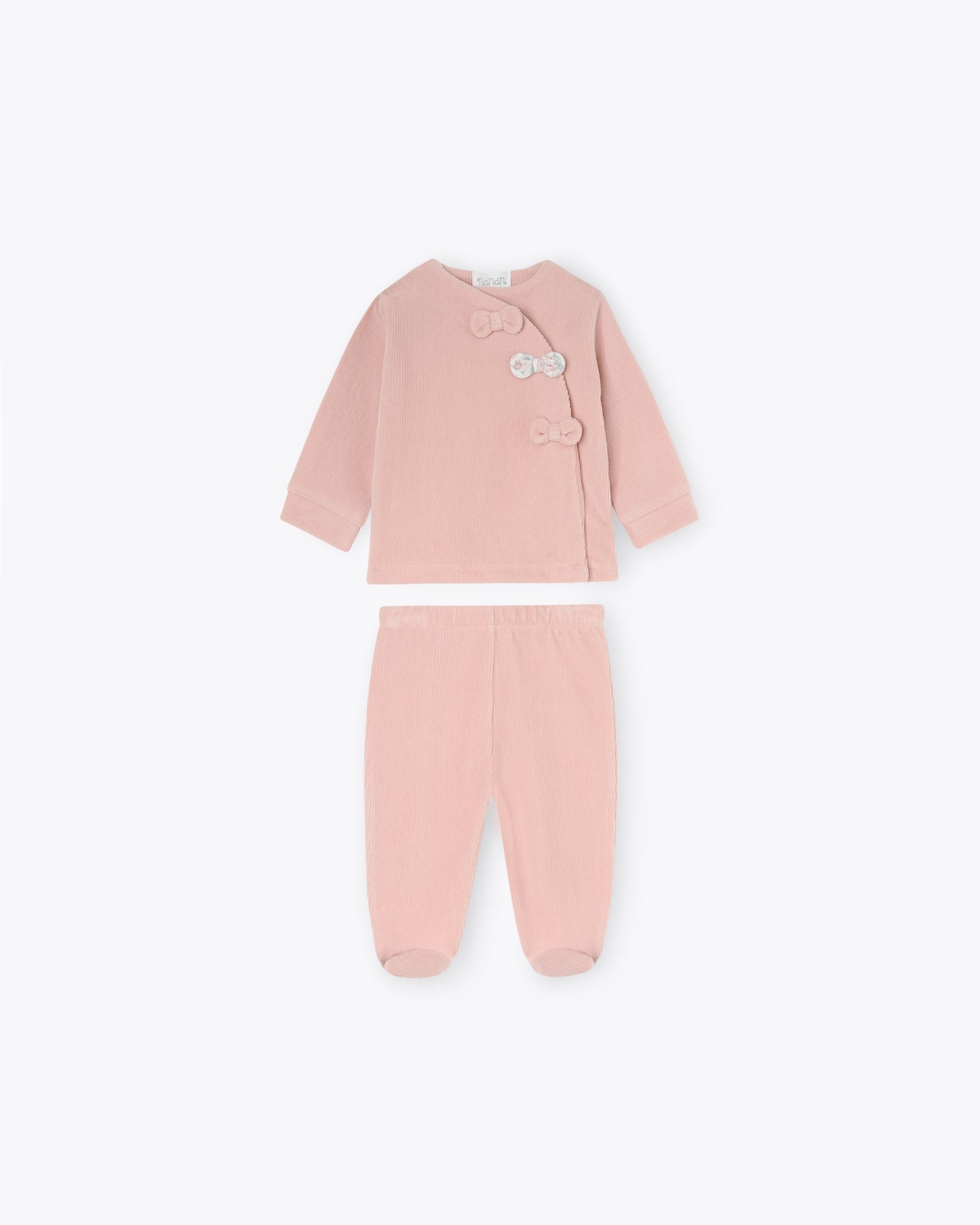 Compl. 2 pezzi rosa in ciniglia a coste - I2642R